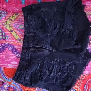 American Eagle black frayed shorts